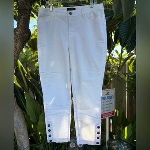 Talbots White Flawless Five-Pocket Pants with Nautical Button | Size 12